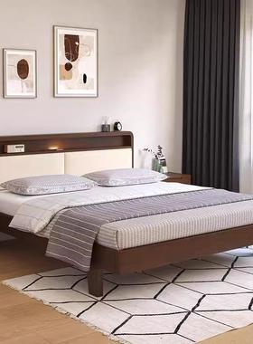 软包全实木主卧1.8m大床家用出租房1.5米单双人床软靠背床头储物