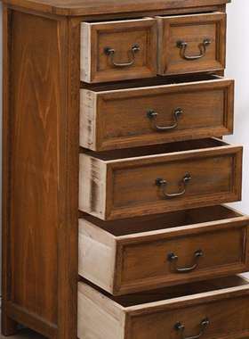 美式实木斗柜收纳柜整装客厅五斗柜靠墙抽屉式储物柜卧室复古柜子