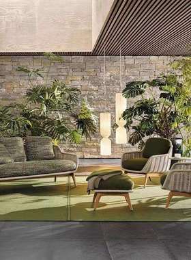 户外沙发庭院铝合金露天阳台防水防晒民宿设计师休闲藤编家具组合