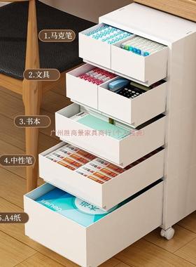 加厚抽屉式收纳柜带轮办公室塑料储物柜家用桌下多层可移动置物柜