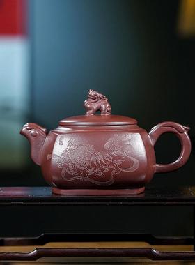 宜兴原矿紫砂壶茶壶茶具手工制作紫泥及时行乐一件起批