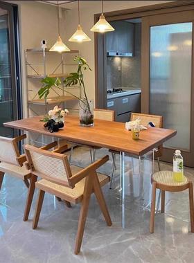 北欧实木书桌小户型创意悬浮餐桌家用餐厅多人会客洽谈桌椅组合