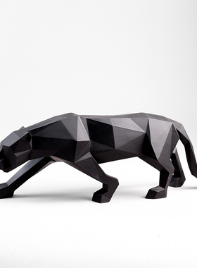 现代简约样e板房售楼处酒店家居桌面摆件砂岩雕刻白豹子动物装饰