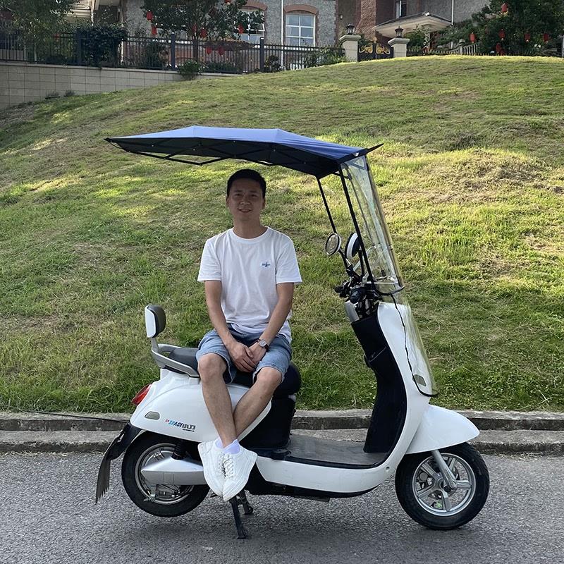 电瓶车雨棚折叠遮阳伞自行车防晒加厚电动挡风摩托车雨伞可伸-图0