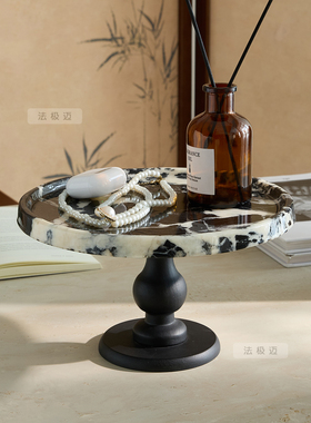 天然大理石高脚香薰首饰托盘