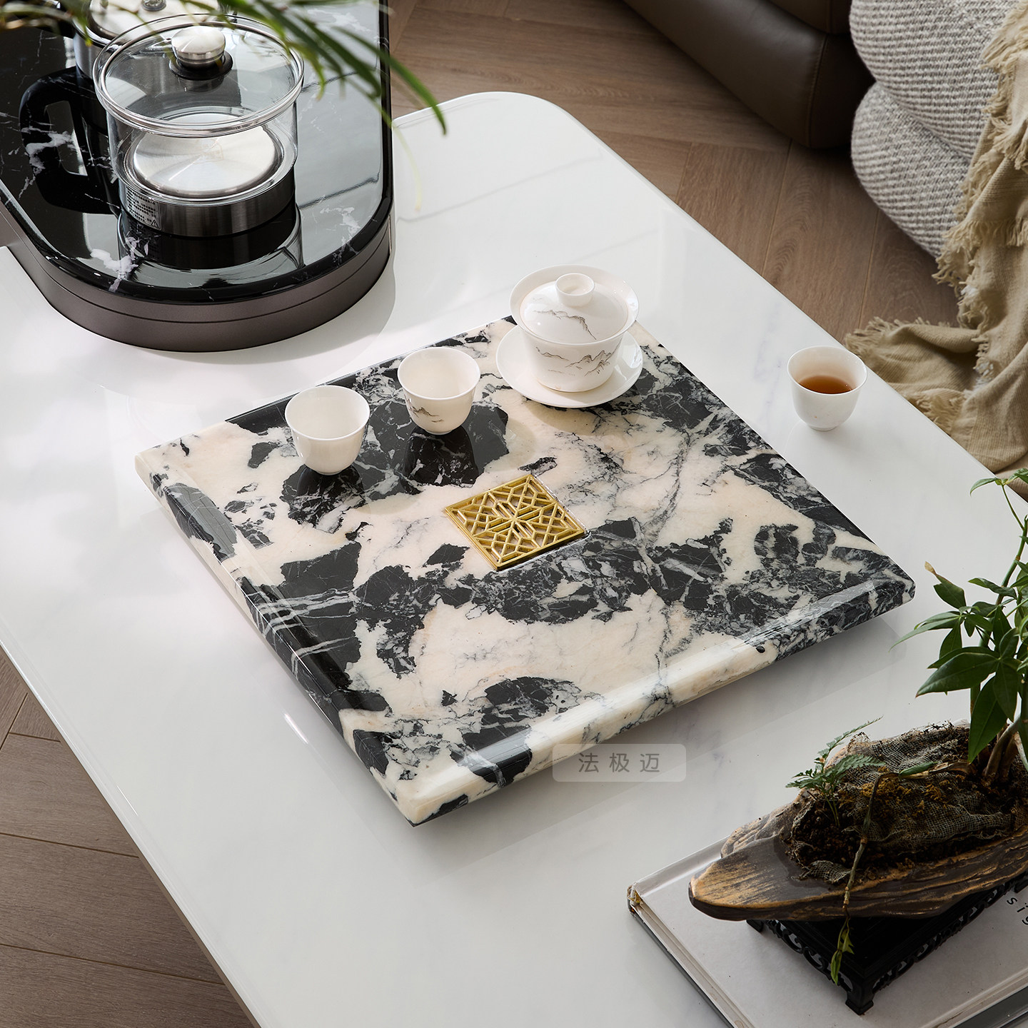 大理石简约干泡台托盘茶盘家用轻奢现代小型沥储水式茶台功夫茶具,淘宝优惠券,粉丝福利购,淘宝优惠卷