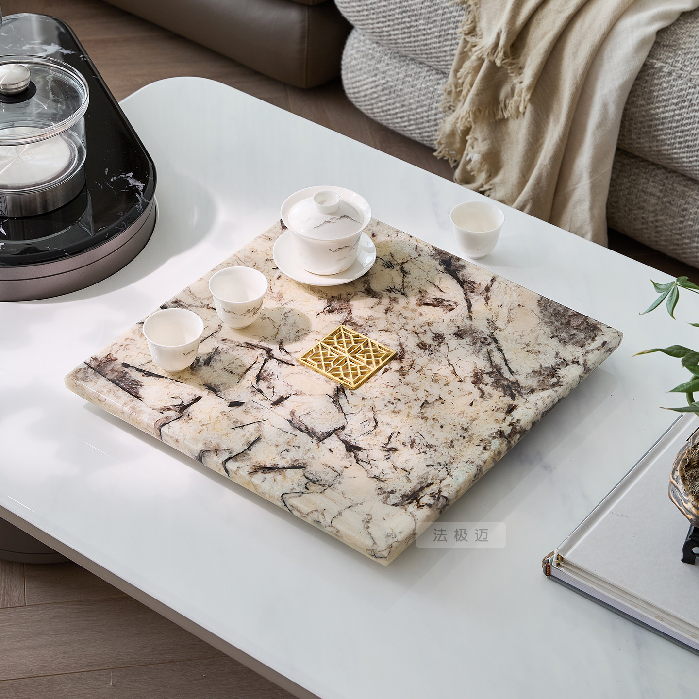 大理石简约干泡台托盘茶盘家用轻奢现代小型沥储水式茶台功夫茶具,淘宝优惠券,粉丝福利购,淘宝优惠卷