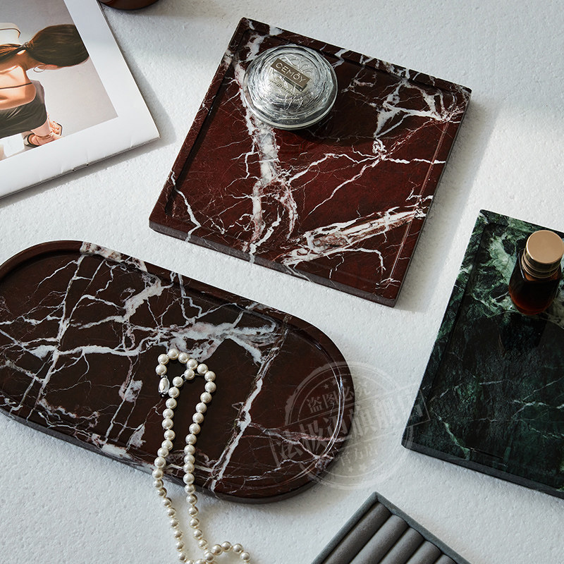 大理石轻奢首饰香薰托盘摆件酒店卫生间浴室洗手台洗漱用品收纳盘,淘宝优惠券,粉丝福利购,淘宝优惠卷