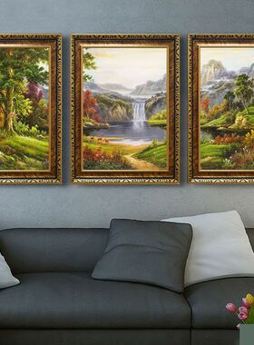 欧式装饰画客厅沙发背景墙挂画卧室餐厅走廊过道玄关竖版有框画