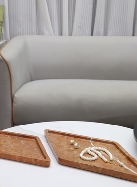 现代简约几何棱形大理石托盘摆件客厅饭厅卧室玄关酒店Z家居装饰