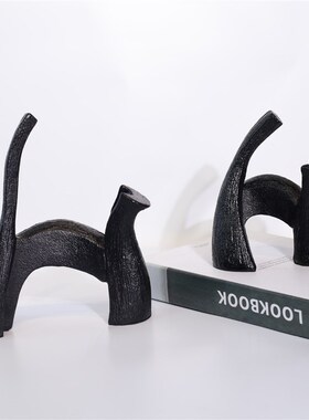 新款现代简约黑白抽象猫树脂工艺品售楼处K软装玄关柜艺术手办摆