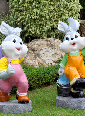 极速花园摆d件卡通动物兔子户外园林景观雕塑别墅庭院幼儿园小区