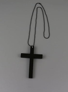 木质十字架项链男女长款毛衣链