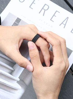 时尚个性简约网格戒指男士潮人