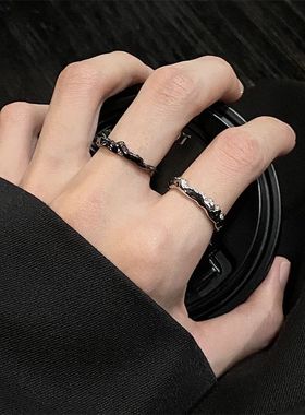 原创非黑即白碎闪戒指小众设计