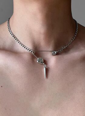 别针铆钉锁骨链简约项链男女原创