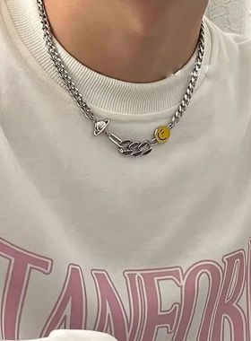 原创设计笑脸星球拼接项链男款