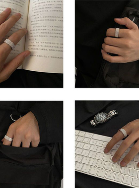 时尚ins嘻哈钛钢戒指男单身食指