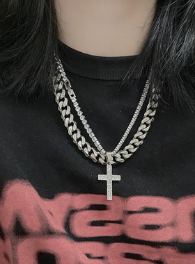 钛钢不掉色粗链子古巴链项链男潮