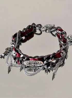 chocker缠绕铆钉金属皮革项链