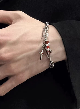 小众设计高级感缠绕红色钛钢手链