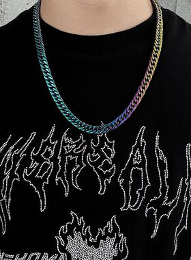 淬火古巴链钛钢项链男潮个性嘻哈