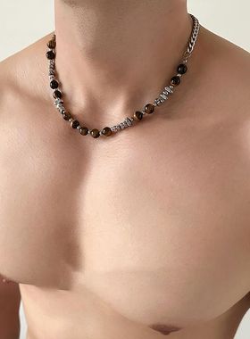 拼接钛钢碎银项链男款高级感