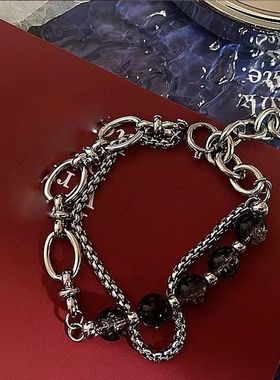 原创设计钛钢拼接手链男女街头