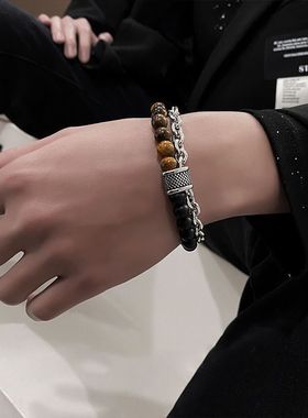 小众设计感响尾蛇双层手链男士