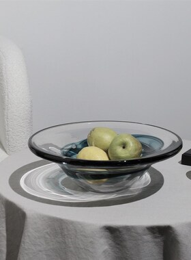 现代轻奢家居饰品玻璃水果盘酒店餐厅F桌面摆件简约家用款托盘软