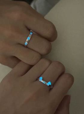 夜光荧光一对猫爪戒指情侣礼物