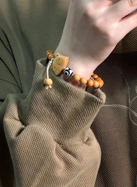 芭比檀香猫咪手链潮流新中式小众设计文艺情侣旺运手串学生礼物