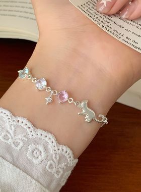 甜美限定！韩系可爱追星小猫锆石手链2026新款精致高级感手链礼物