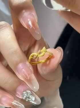 金色灵蛇缠绕开口戒指女小众设计蛇年生肖本命年指环潮流显高级食