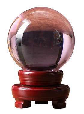 极速水晶球摆件白色透明圆玻璃球B粉黄紫绿球办公桌装饰品鸿运红