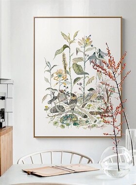 新品现代b简约崔思群植物花卉清新客厅玄关装饰竖版走廊过道餐厅
