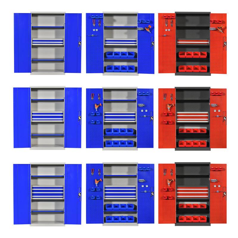 重型五金工具柜汽修车间工具储物柜多功能零件收纳柜双开门铁皮柜 - 图1