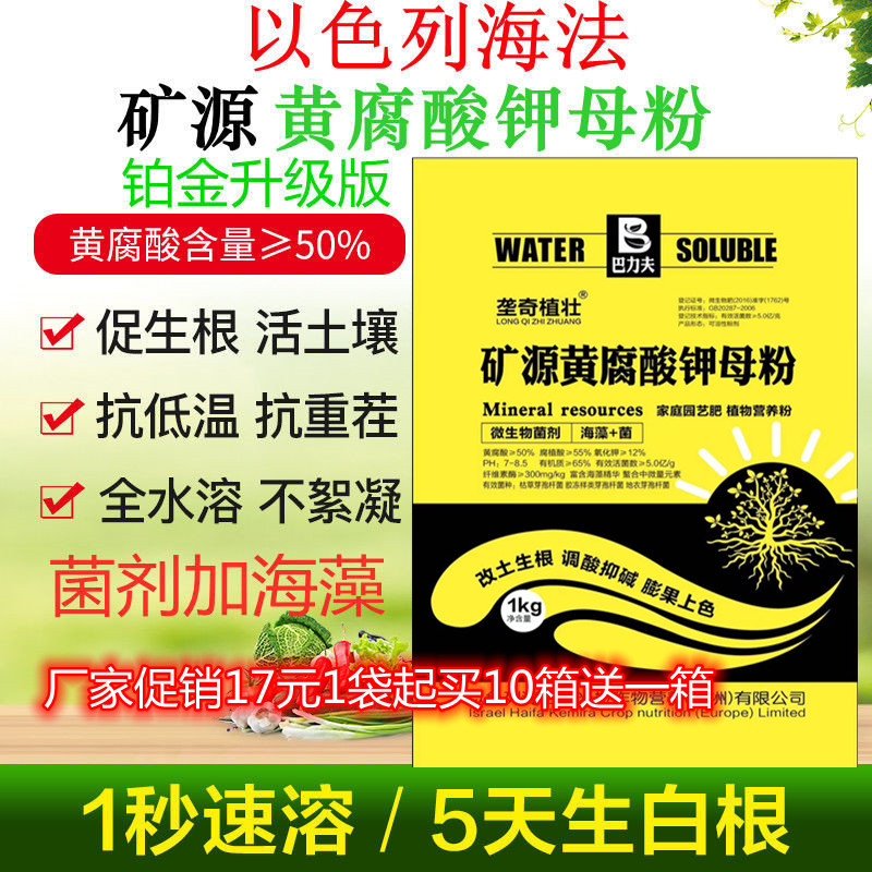 对比黑乌金矿源黄腐酸钾以色列A海法母粉腐殖酸肥叶面肥冲施肥生