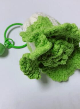 ins风手工钩织毛线双面白菜发财钥匙扣成品编织包包创意挂件
