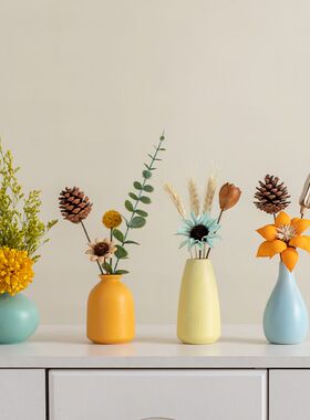 女生房间客厅电视柜桌面ins陶瓷小花瓶干花插花装饰摆件