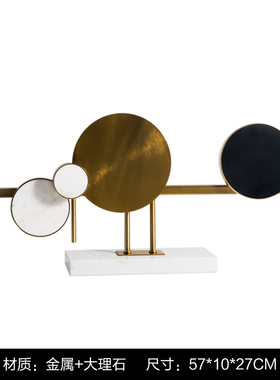 简约现代b圆形大理石屏风摆件样板房售楼处酒店玄关轻奢装饰品陈