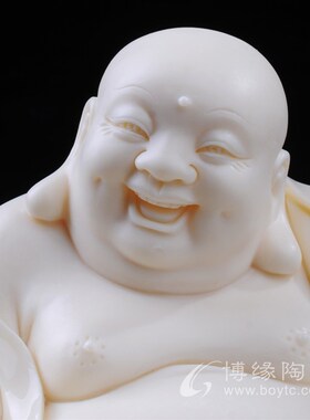 提珠弥勒玉黄瓷德化陶瓷林v建胜名家大师车载桌面弥勒小摆件工艺