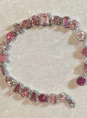 女士芭比粉钻手链新款甜美风粉色水晶糖果链高级感百搭轻奢爆款