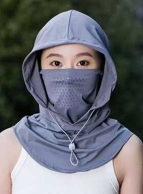 防晒面罩帽子一体夏季遮阳帽女