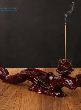 吉祥莲花手炉木雕实木龙雕法会精致半手工结缘招财供佛佛具摆件