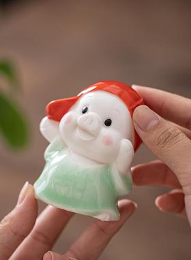 创意陶瓷可爱小猪摆件精品现代家居玄关桌面装饰品婚庆情人节礼物