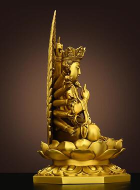 铜千手观音菩萨摆件十八臂准提母佛像铜像密宗佛像鼠守护神家居全