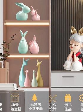 四口之家小鹿摆件轻奢家居装饰品电视酒柜客厅高档工艺品结婚礼物