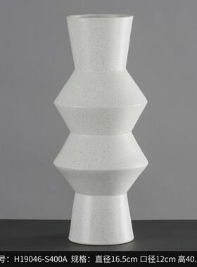 博家居家居简g约白色斑点黏土直筒陶瓷花瓶摆件西软装饰品花器