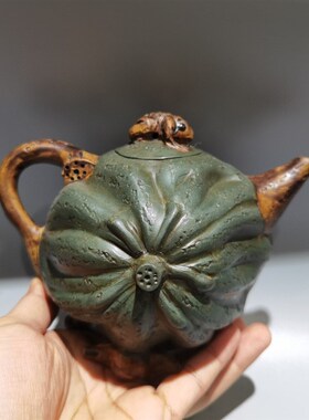 宜兴原矿老紫砂名家纯手工茶壶青蛙莲子壶底款蒋蓉紫砂Z分类绿水